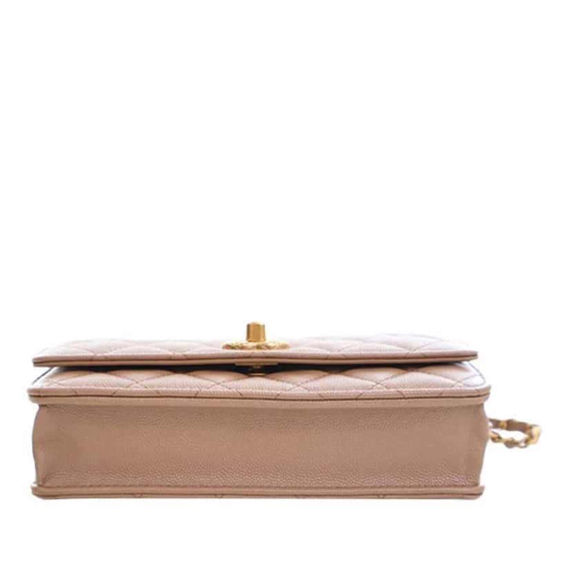 Chanel CC Quilted Caviar Wallet on Chain Brown Leather Good condition - Model View