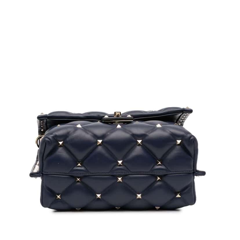 Valentino Lambskin VLTN Candystud Top Handle Bag Blue Leather Good condition - Inside View