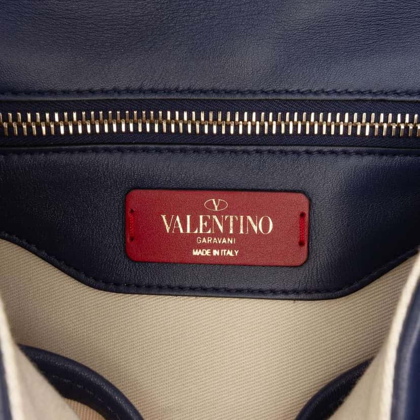 Valentino Lambskin VLTN Candystud Top Handle Bag Blue Leather Good condition - Box View
