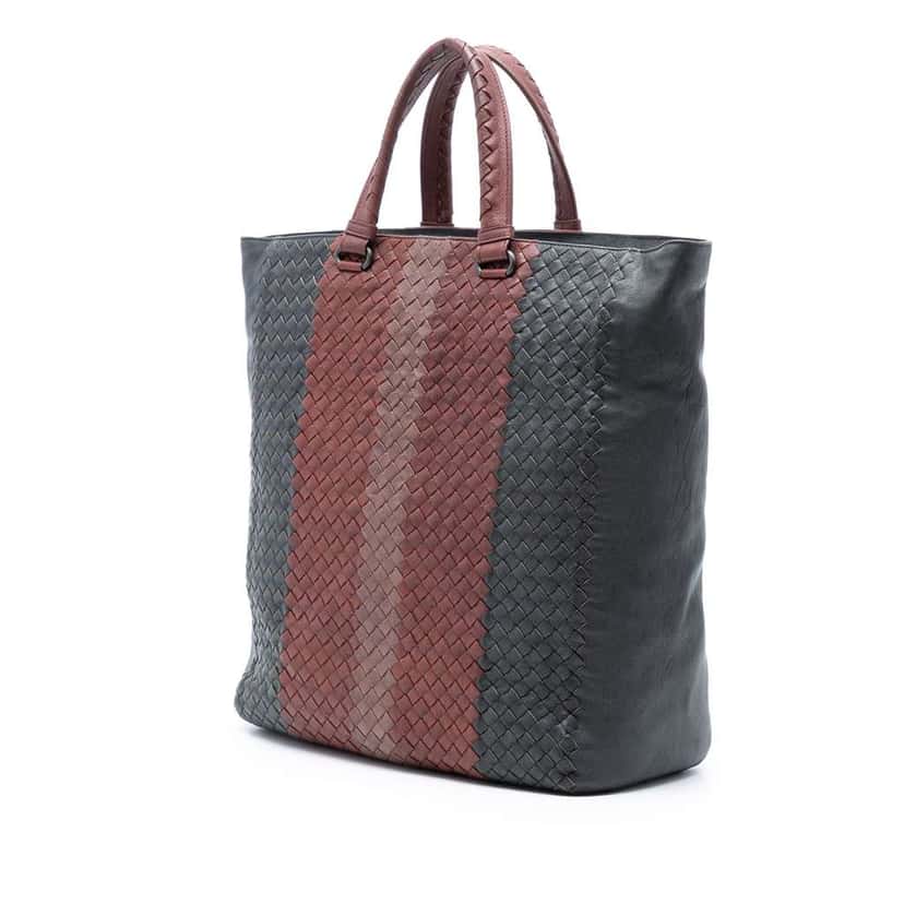 Bottega Veneta Tricolor Nappa Intrecciato Convertible Tote Grey Leather Very good condition - Back View
