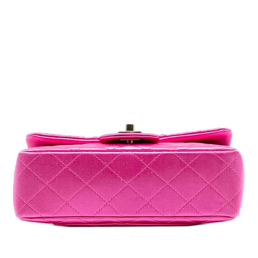 Chanel Mini Rectangular Classic Satin Single Flap Pink Satin Good condition - Inside View