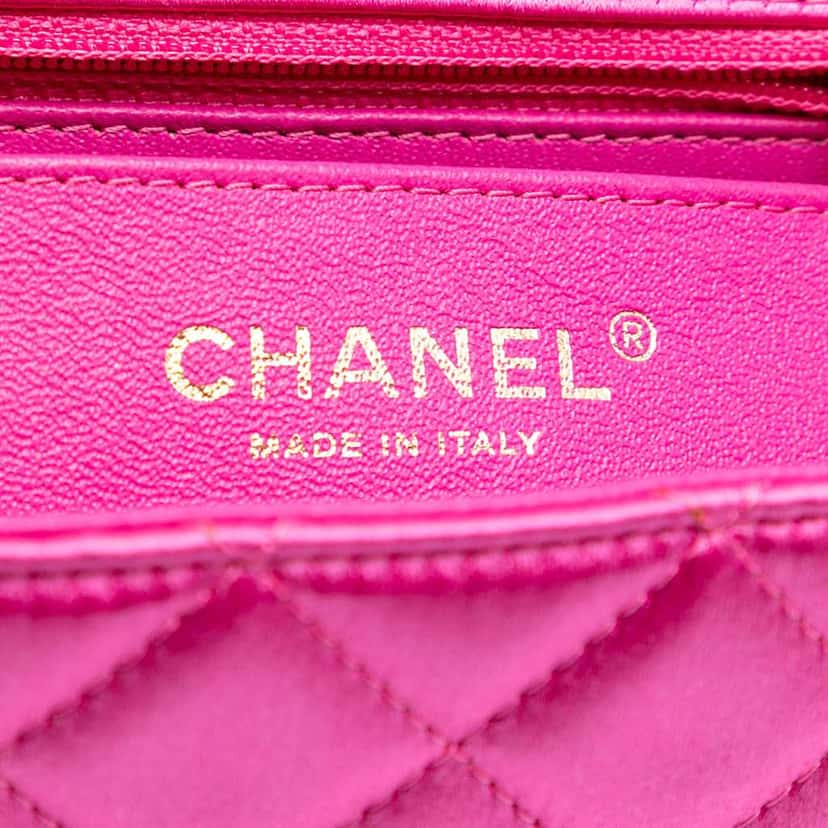 Chanel Mini Rectangular Classic Satin Single Flap Pink Satin Good condition - Box View