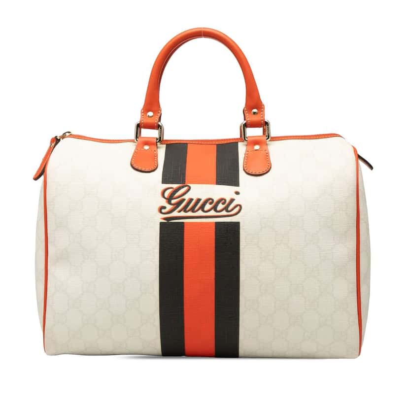 Gucci GG Supreme Joy Web Boston White Canvas Good condition - Front View