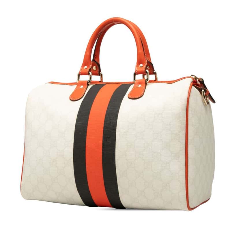 Gucci GG Supreme Joy Web Boston White Canvas Good condition - Back View