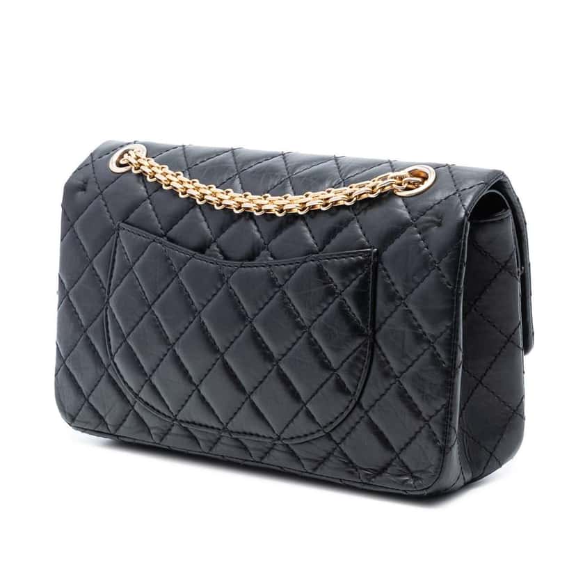 Chanel Reissue 2.55 Quilted Aged Calfskin Double Flap 225 Black Leather Good condition - Back View