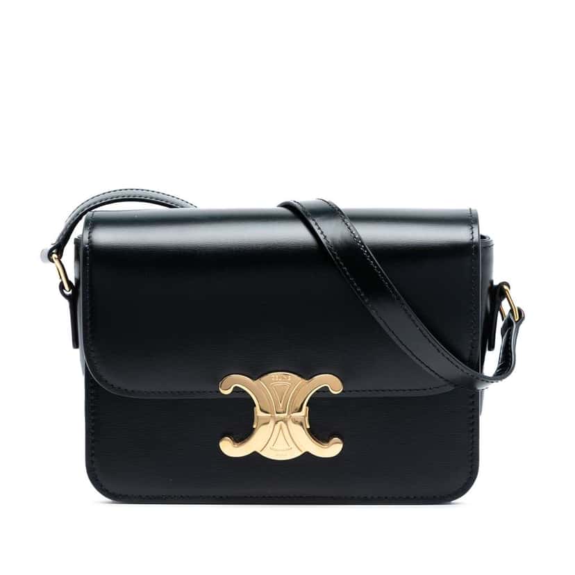 Celine Teen Shiny Calfskin Triomphe Crossbody Black Leather Good condition - Front View