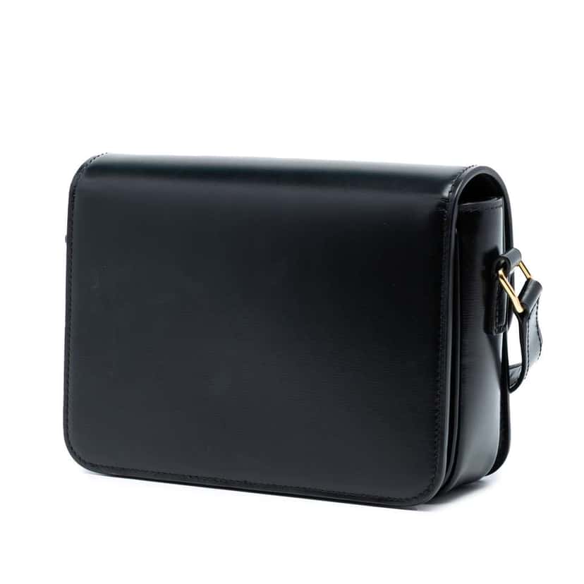 Celine Teen Shiny Calfskin Triomphe Crossbody Black Leather Good condition - Back View