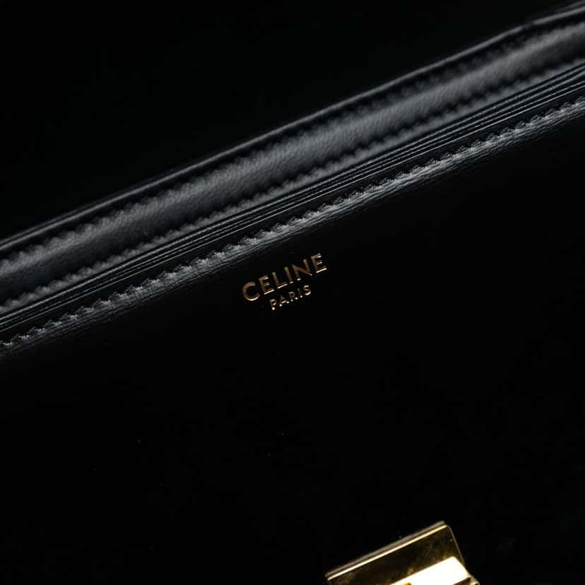 Celine Teen Shiny Calfskin Triomphe Crossbody Black Leather Good condition - Box View