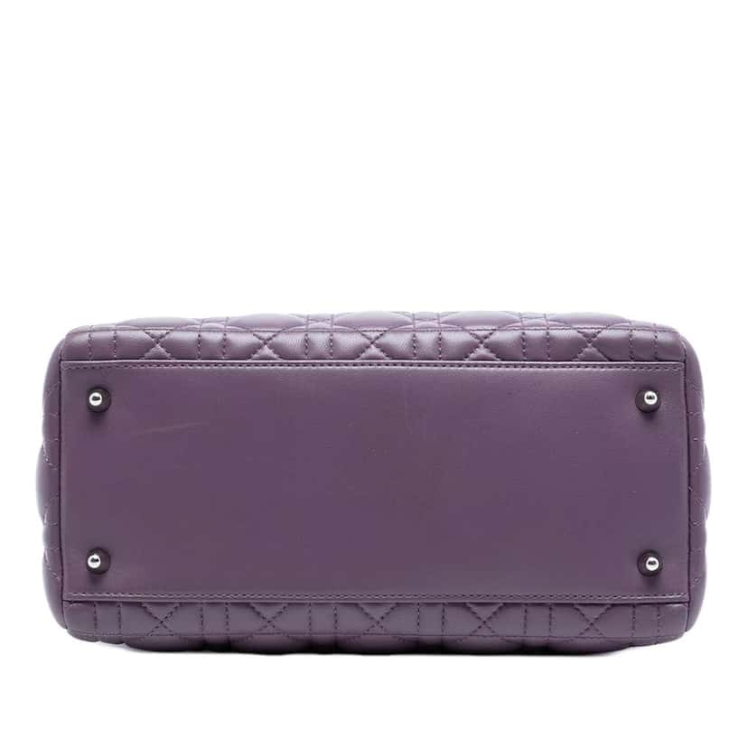 Dior Medium Lambskin Cannage Lady Dior Purple Leather Good condition - Inside View