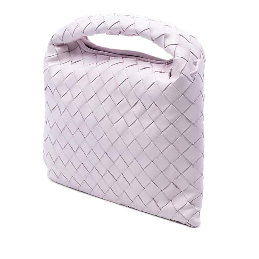 Bottega Veneta Mini Calfskin Intrecciato Hop Satchel Pink Leather Very good condition - Back View