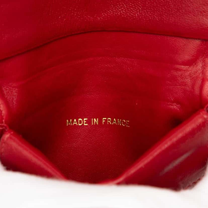 Chanel CC Quilted Calfskin Double Stitch Bifold Wallet Red Leather Good condition - Box View