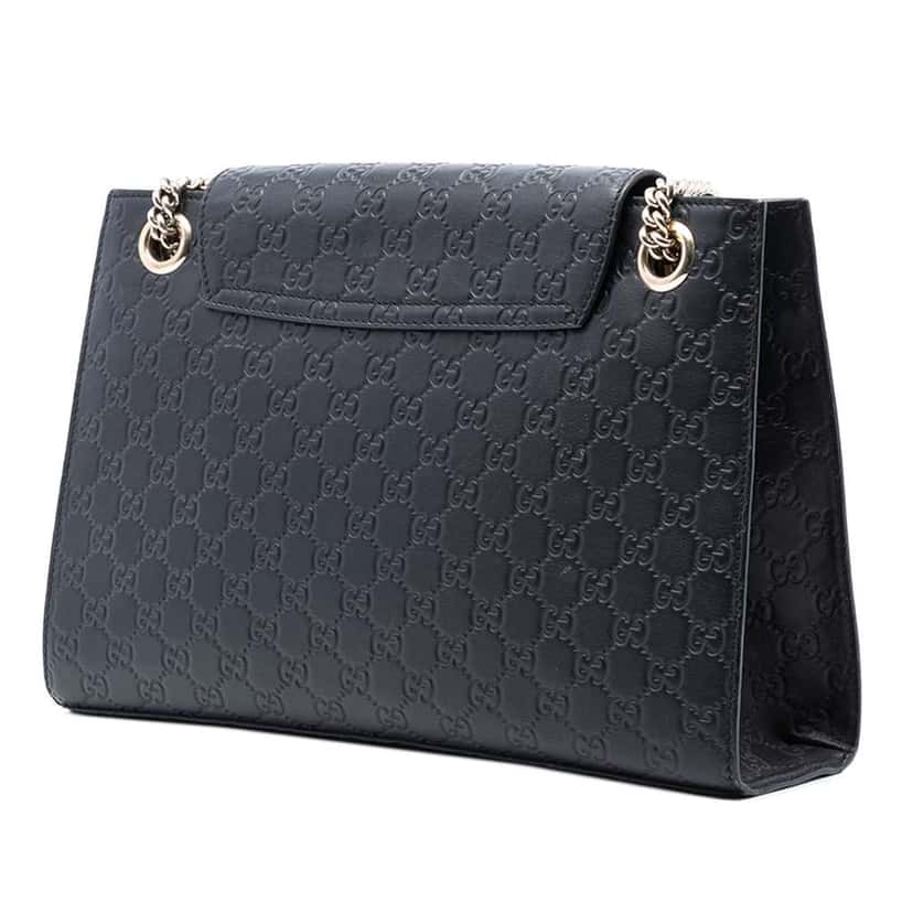 Gucci Large Guccissima Emily Shoulder Bag Black Leather Good condition - Back View