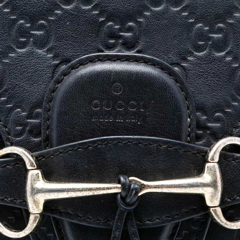 Gucci Large Guccissima Emily Shoulder Bag Black Leather Good condition - Box View