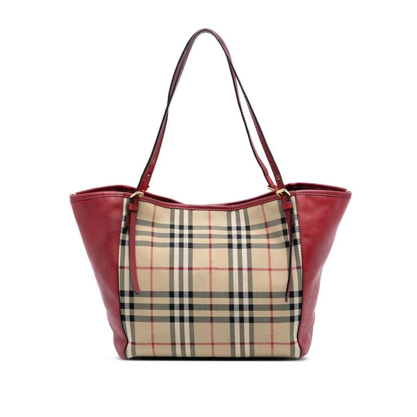 Burberry Small Haymarket Check Canvas and Leather Canterbury Tote Brown Canvas Very good condition - Front View