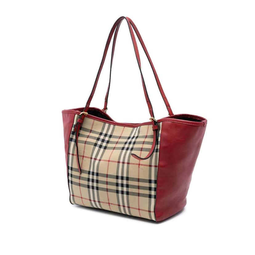 Burberry Small Haymarket Check Canvas and Leather Canterbury Tote Brown Canvas Very good condition - Back View