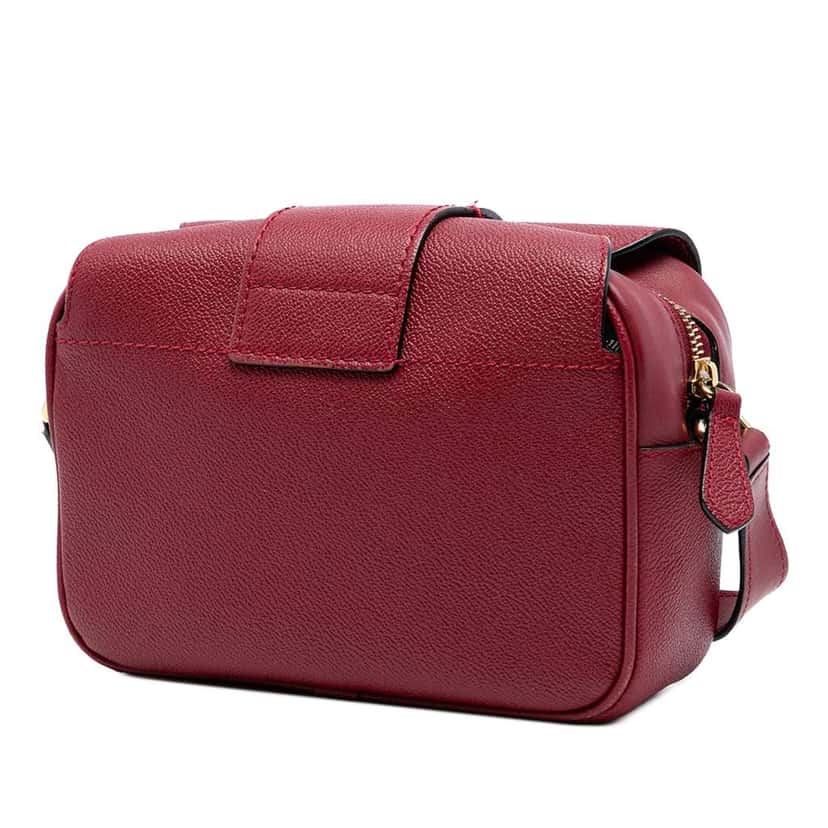 Burberry Small Soft Grained Calfskin Buckle Crossbody Red Leather Good condition - Back View