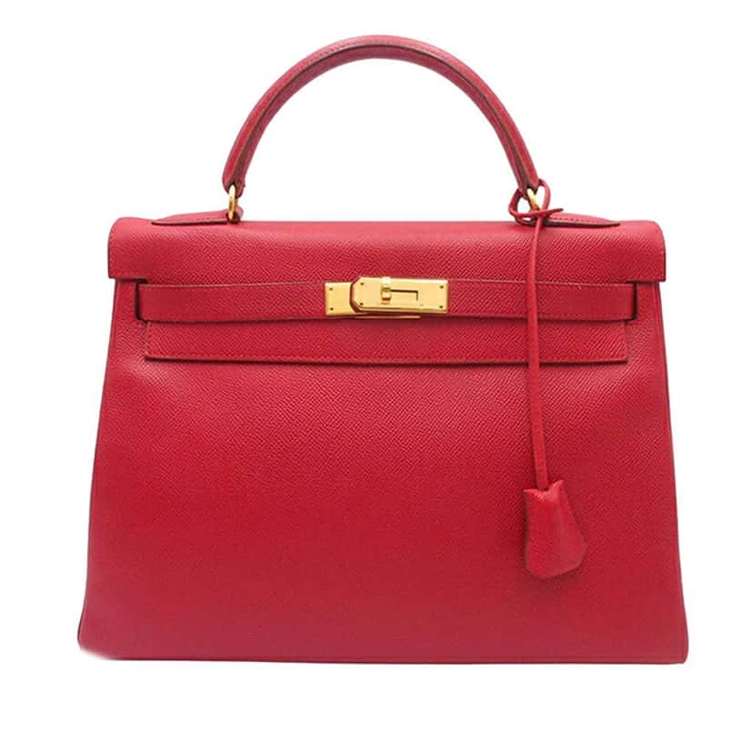 Hermès Courchevel Kelly Retourne 32 Red Leather Good condition - Front View