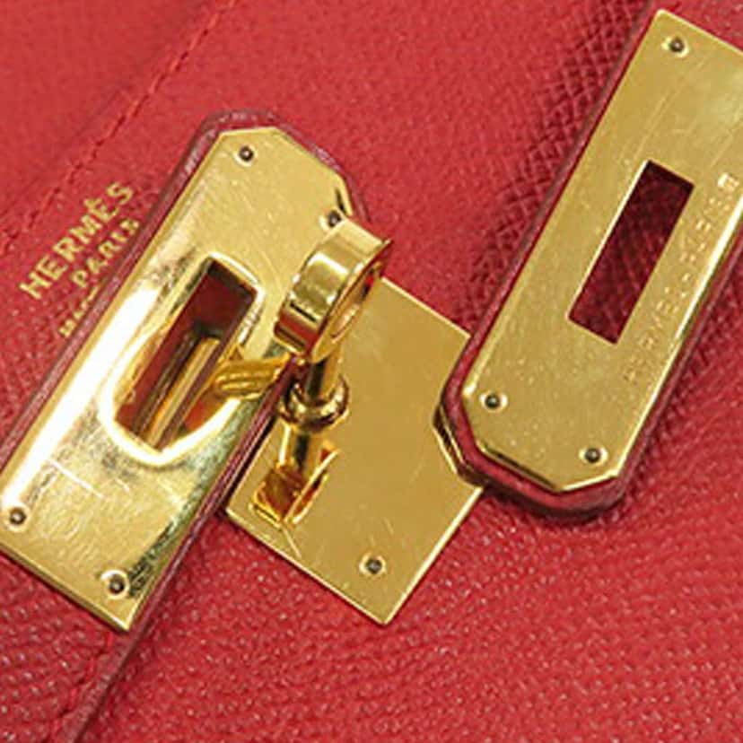 Hermès Courchevel Kelly Retourne 32 Red Leather Good condition - Box View