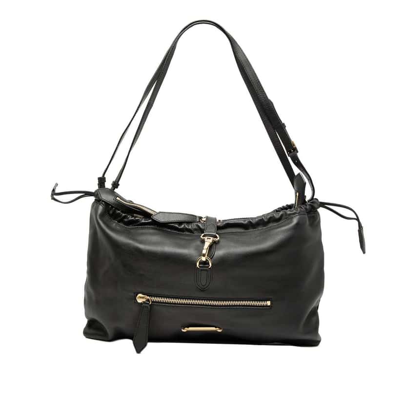 Burberry Leather Big Crush Shoulder Bag Black Leather Good condition - Front View