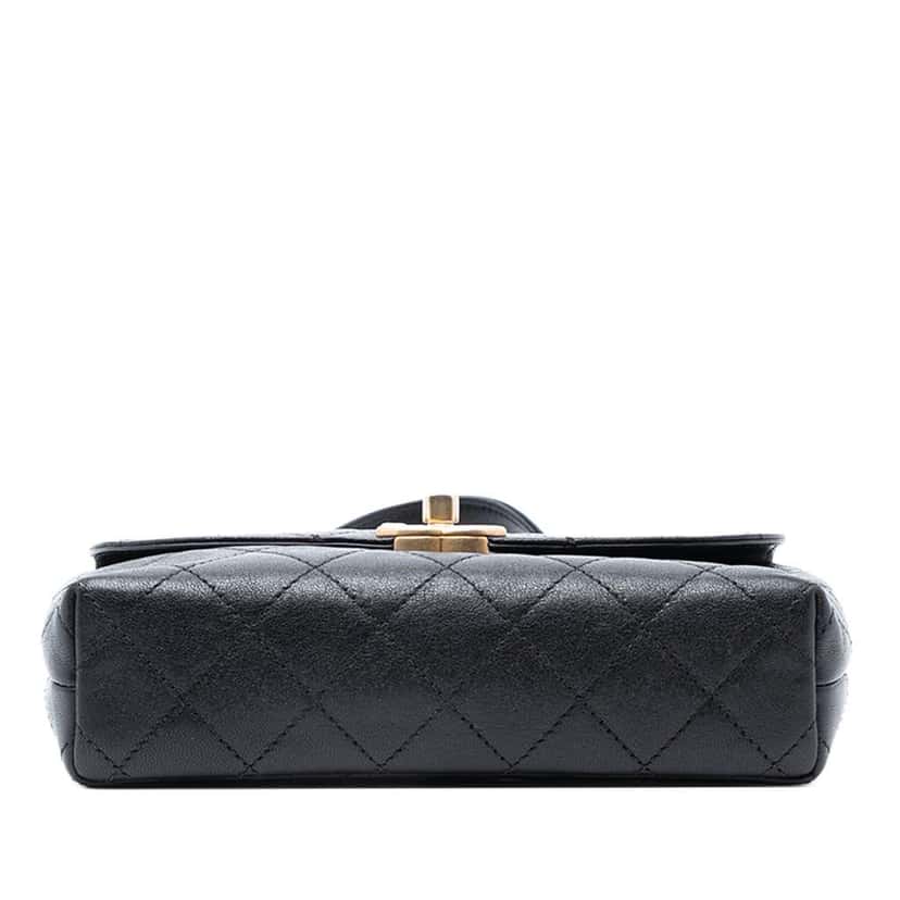 Chanel Mini CC Quilted Lambskin Flap Black Leather Good condition - Inside View