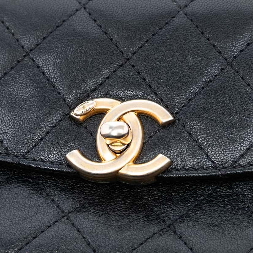 Chanel Mini CC Quilted Lambskin Flap Black Leather Good condition - Box View