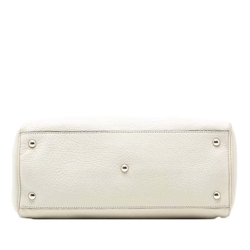 Gucci Medium Calfskin Bamboo Shopper Satchel White Leather Good condition - Inside View