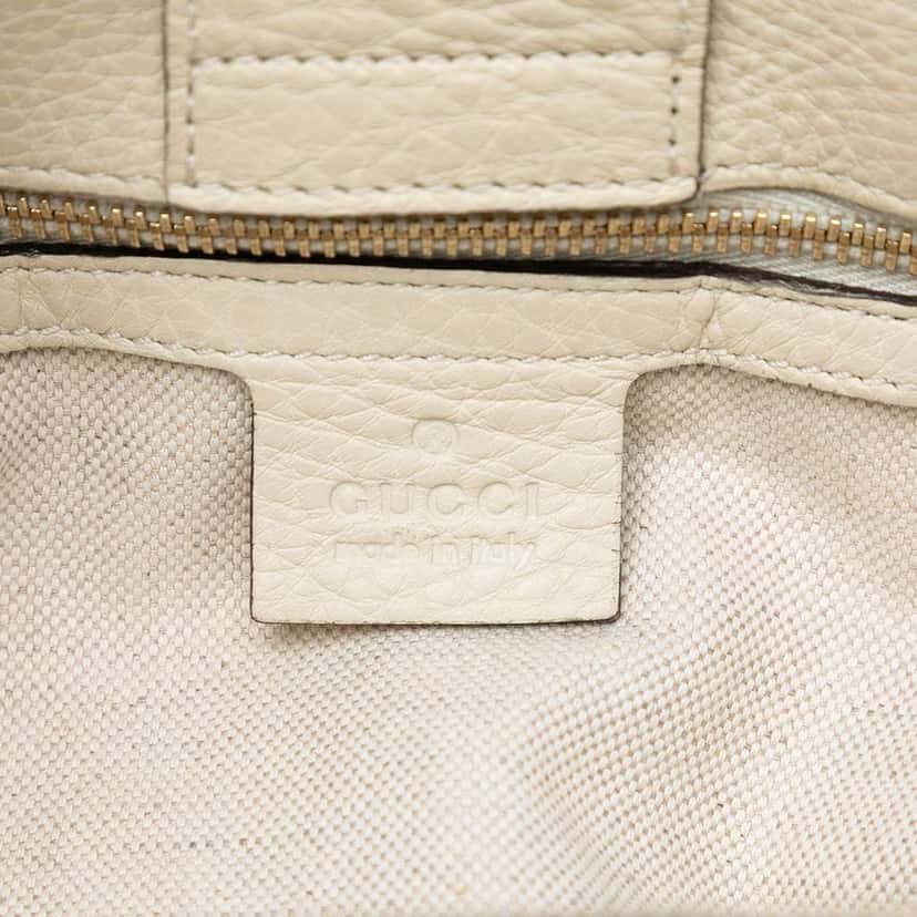 Gucci Medium Calfskin Bamboo Shopper Satchel White Leather Good condition - Box View