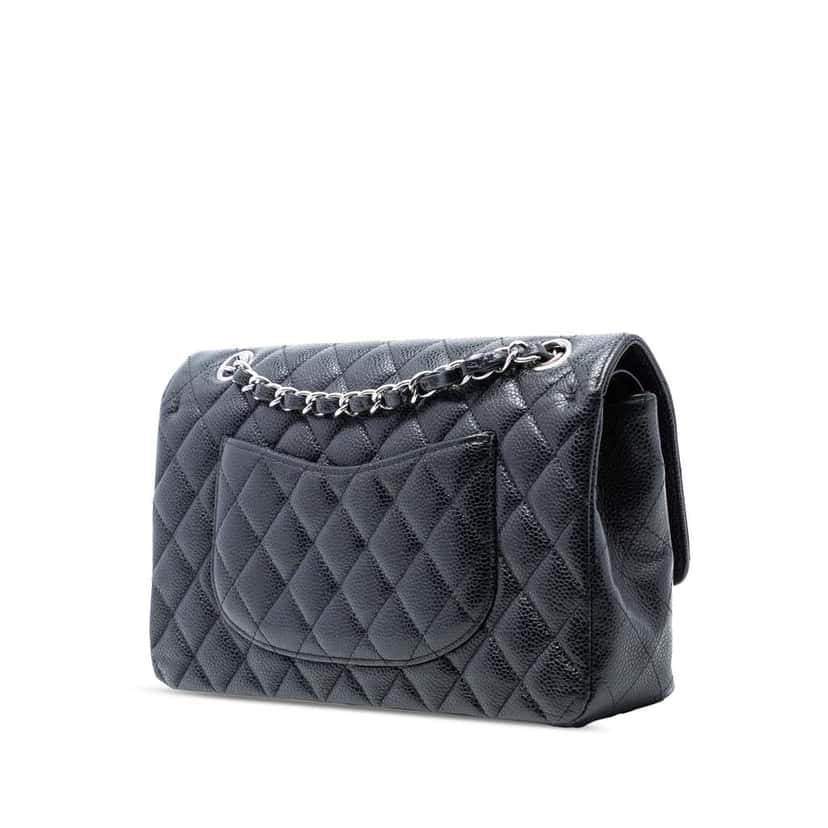 Chanel Medium Classic Caviar Double Flap Black Leather Very good condition - Back View