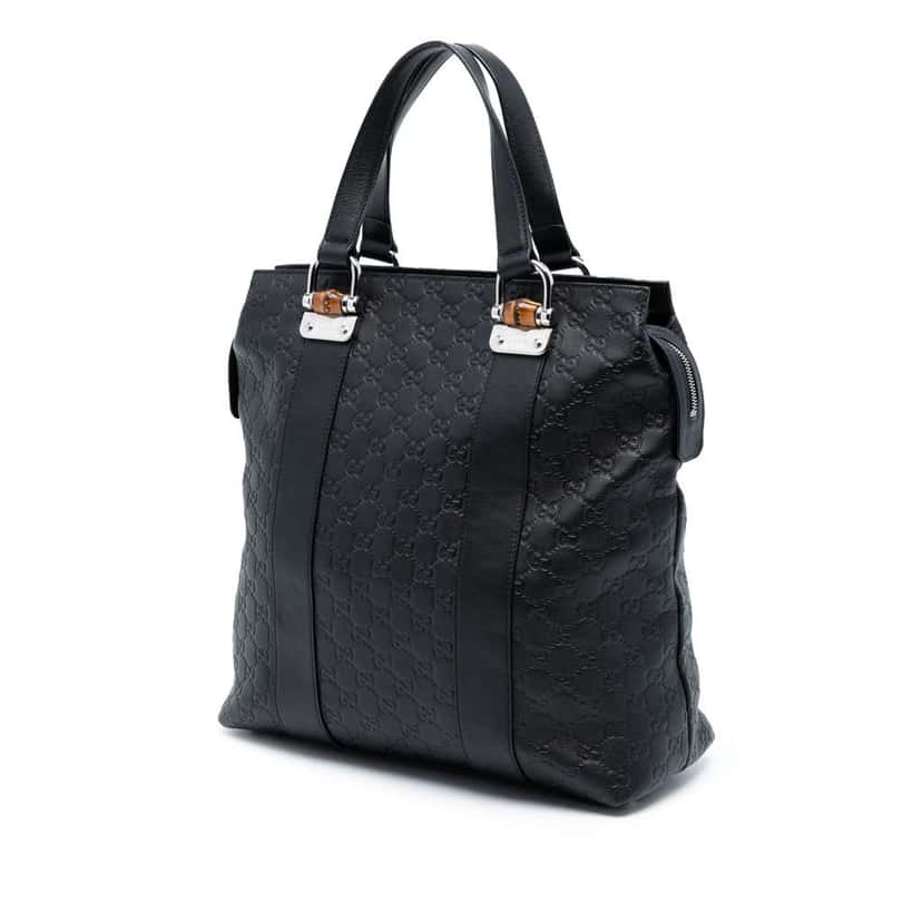 Gucci Guccissima Tender Bamboo Bar Tote Black Leather Good condition - Back View