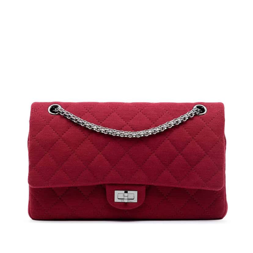 Chanel Reissue 2.55 Quilted Jersey Double Flap 226 Red Cotton Good condition - Front View