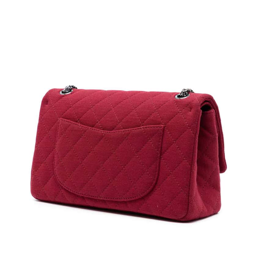 Chanel Reissue 2.55 Quilted Jersey Double Flap 226 Red Cotton Good condition - Back View