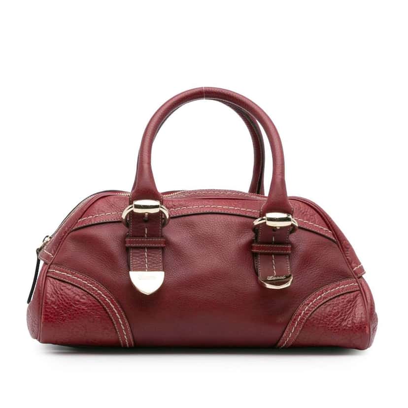 Gucci Guccissima Trimmed Leather Signoria Handbag Red Leather Good condition - Front View