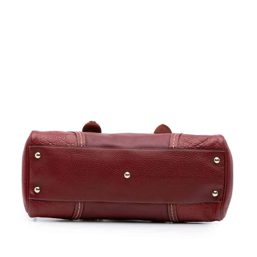 Gucci Guccissima Trimmed Leather Signoria Handbag Red Leather Good condition - Inside View