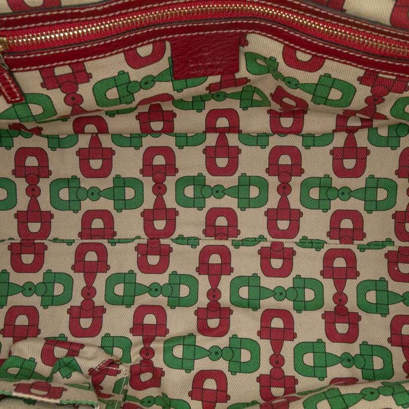 Gucci Guccissima Trimmed Leather Signoria Handbag Red Leather Good condition - Model View