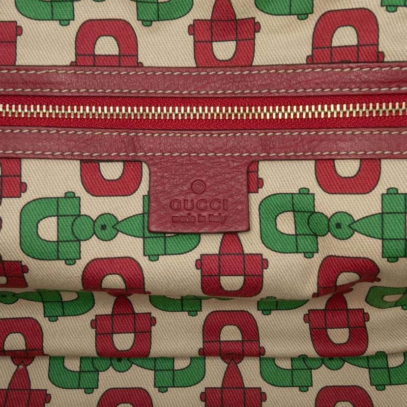 Gucci Guccissima Trimmed Leather Signoria Handbag Red Leather Good condition - Box View