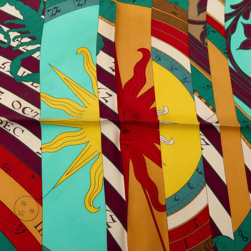 Hermès Astrologie Nouvelle Silk Scarf 90 Green Silk Good condition - Box View