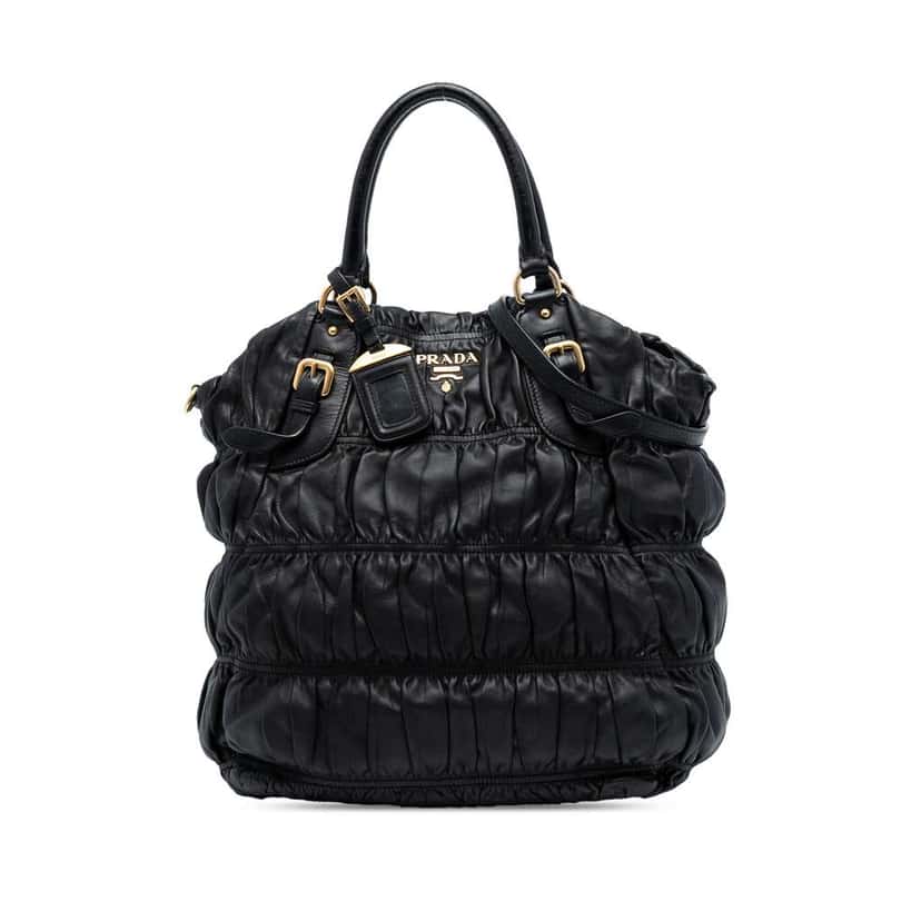 Prada Nappa Gaufre Satchel Black Leather Good condition - Front View