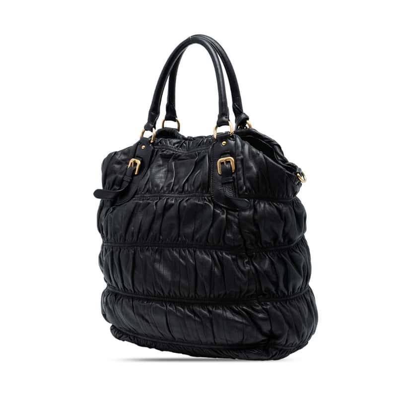 Prada Nappa Gaufre Satchel Black Leather Good condition - Back View