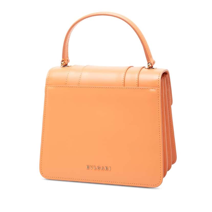 Bvlgari Small Calfskin Serpenti Forever Top Handle Bag Orange Leather Good condition - Back View