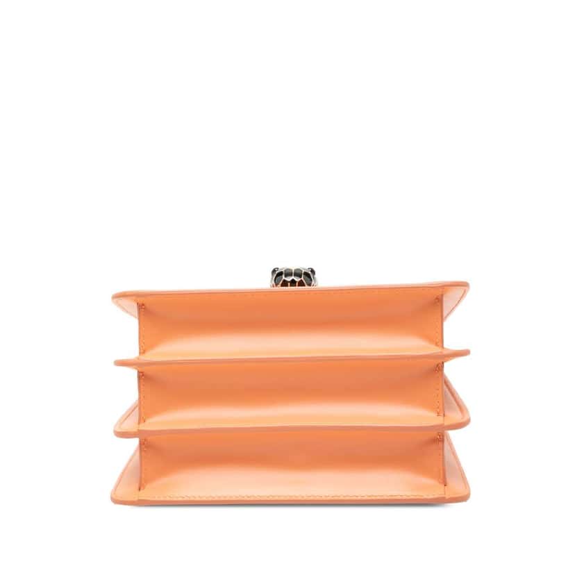 Bvlgari Small Calfskin Serpenti Forever Top Handle Bag Orange Leather Good condition - Inside View