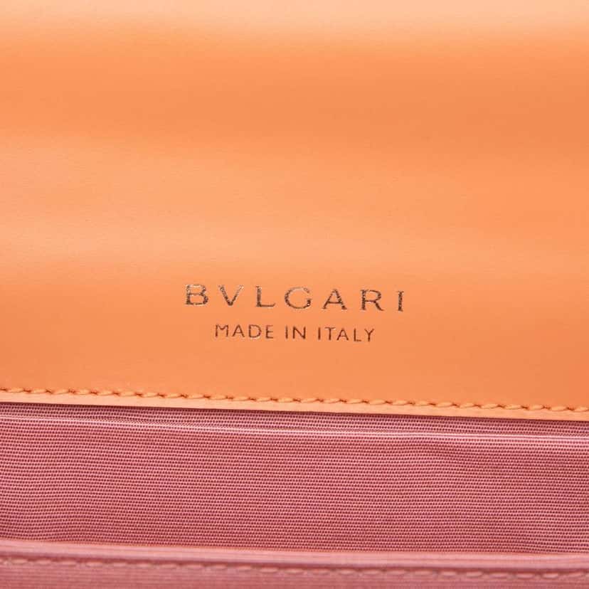 Bvlgari Small Calfskin Serpenti Forever Top Handle Bag Orange Leather Good condition - Box View