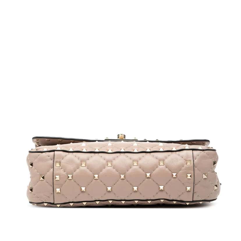 Valentino Medium Nappa Rockstud Spike Satchel Brown Leather Good condition - Inside View