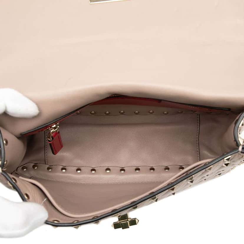 Valentino Medium Nappa Rockstud Spike Satchel Brown Leather Good condition - Model View