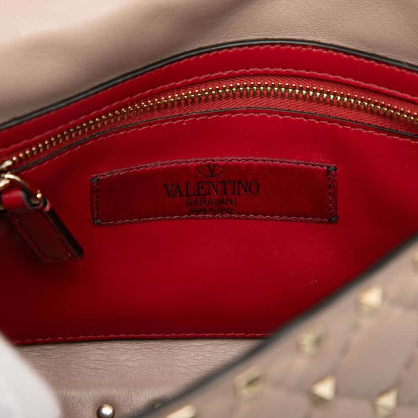 Valentino Medium Nappa Rockstud Spike Satchel Brown Leather Good condition - Box View