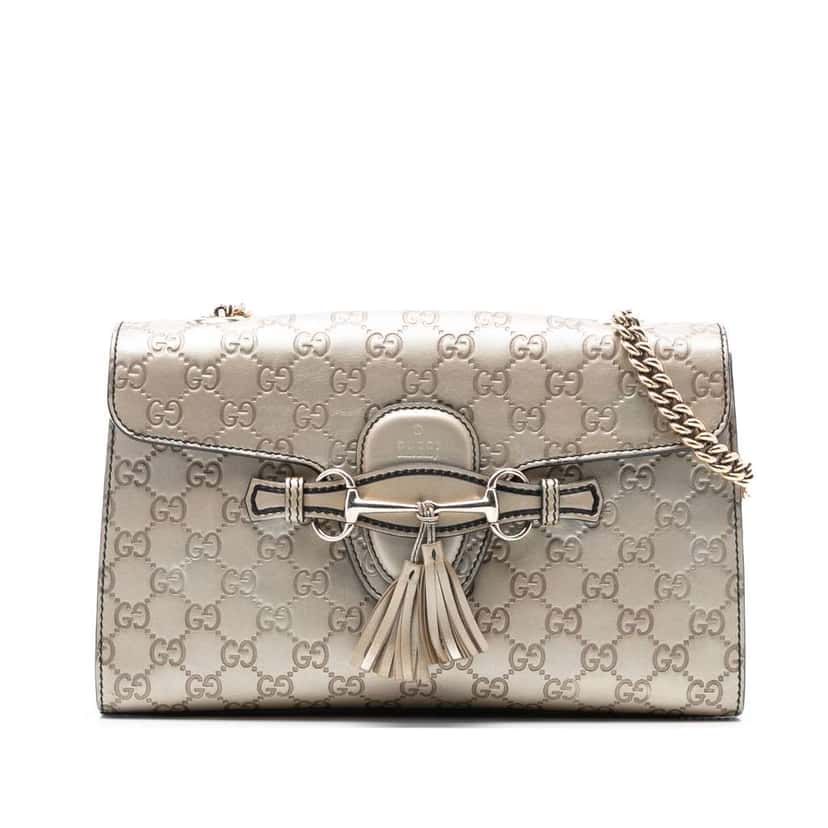 Gucci Medium Guccissima Emily Shoulder Bag Gold Leather Good condition - Front View