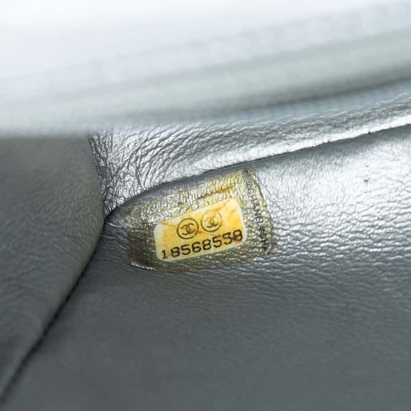 Chanel Small Quilted Metallic Lambskin Single Flap Silver Leather Very good condition - Box View