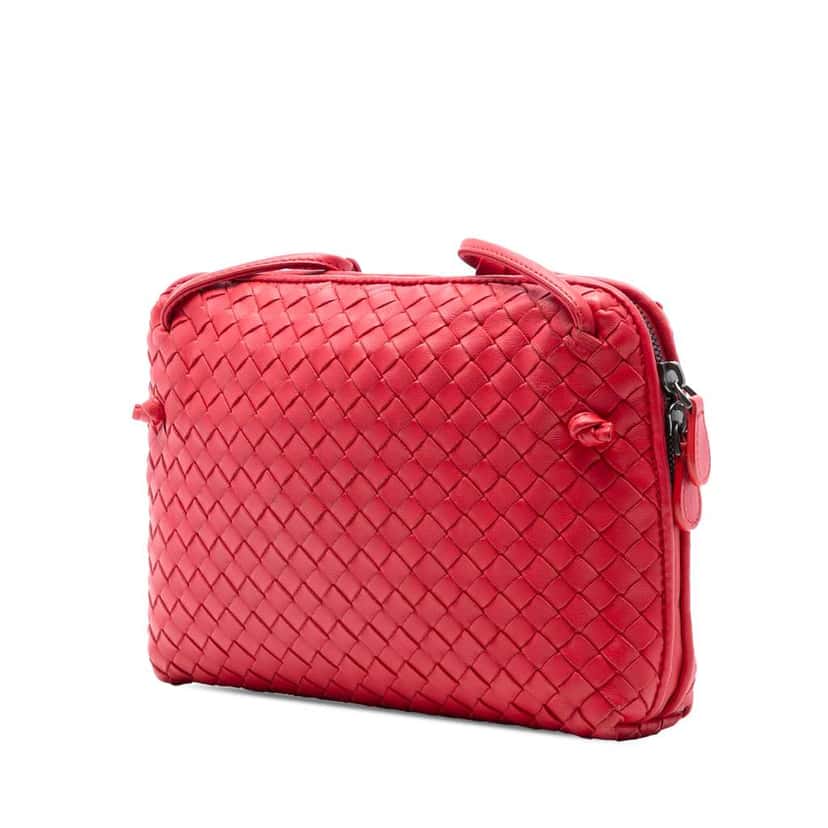 Bottega Veneta Nappa Intrecciato Nodini Crossbody Red Leather Good condition - Back View