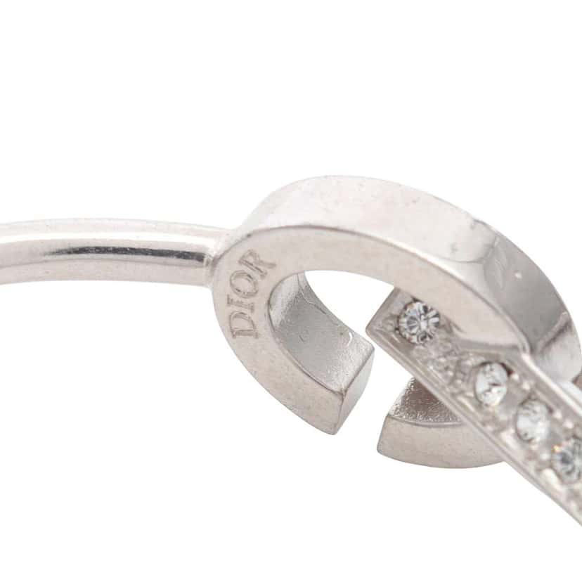 Dior Stainless Steel and Crystal CD Lock Hoop Earrings Silver Stainless steel Good condition - Box View