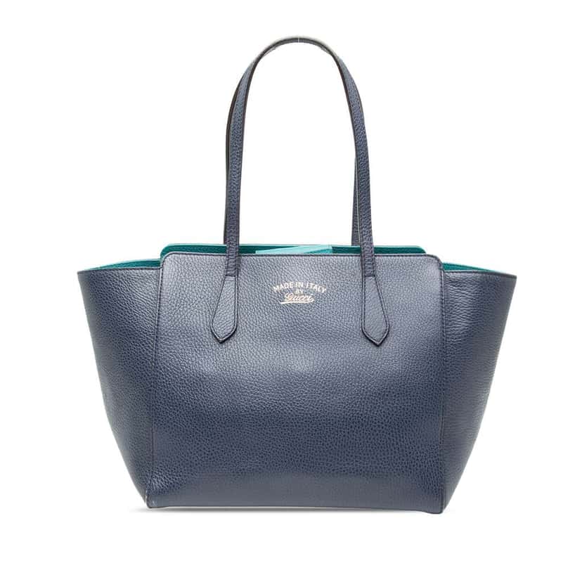 Gucci Medium Leather Swing Tote Blue Leather Very good condition - Front View