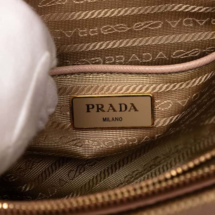 Prada Medium Saffiano Lux Promenade Satchel Brown Leather Very good condition - Box View